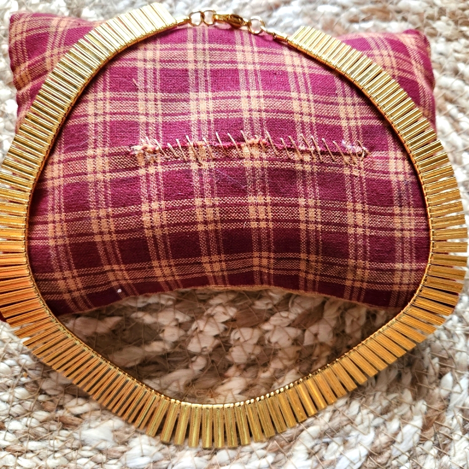 Gold Wide Necklace With Lobster Clasp 16 Length